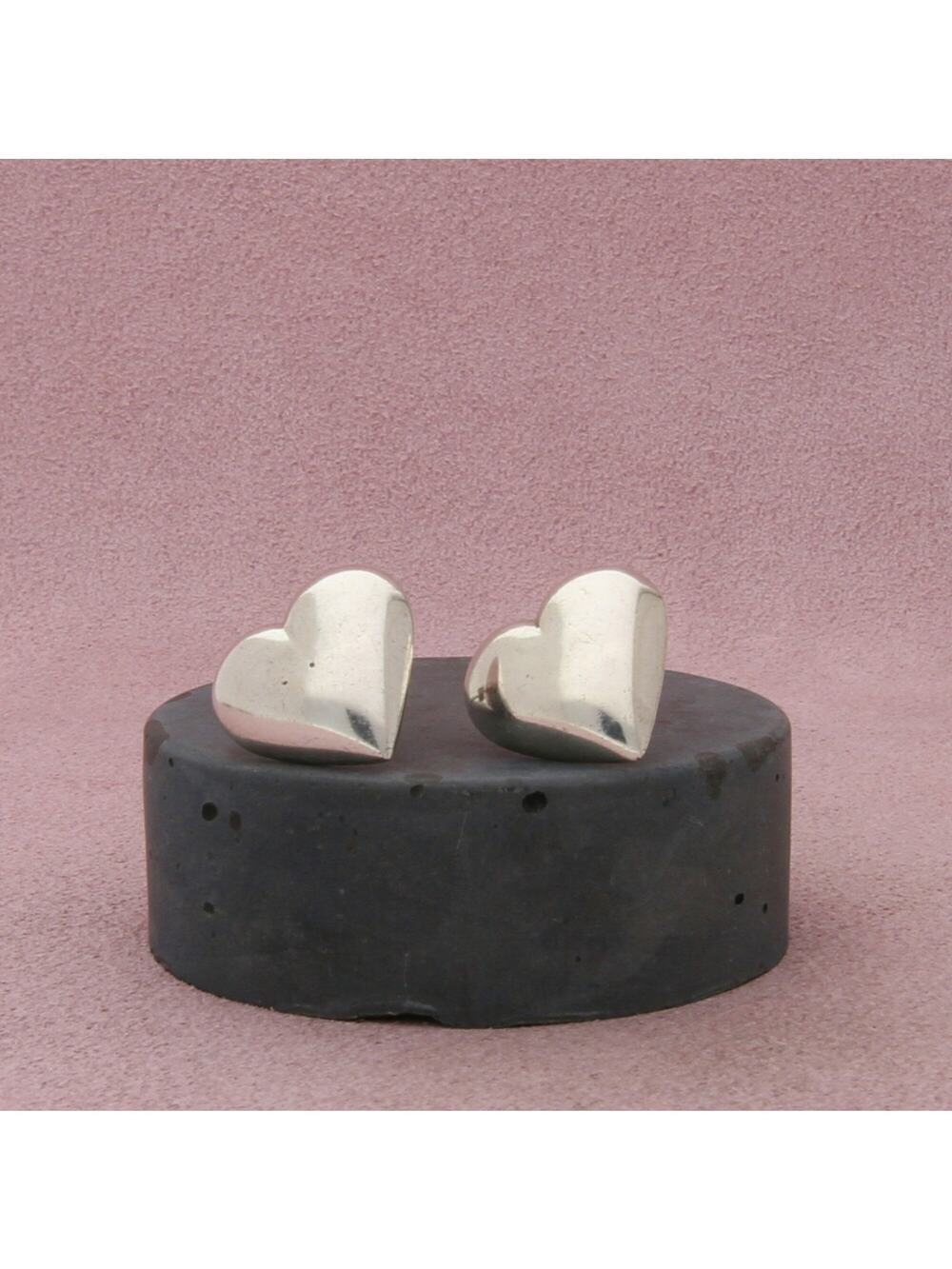 sterling silver vintage puffy heart post earrings